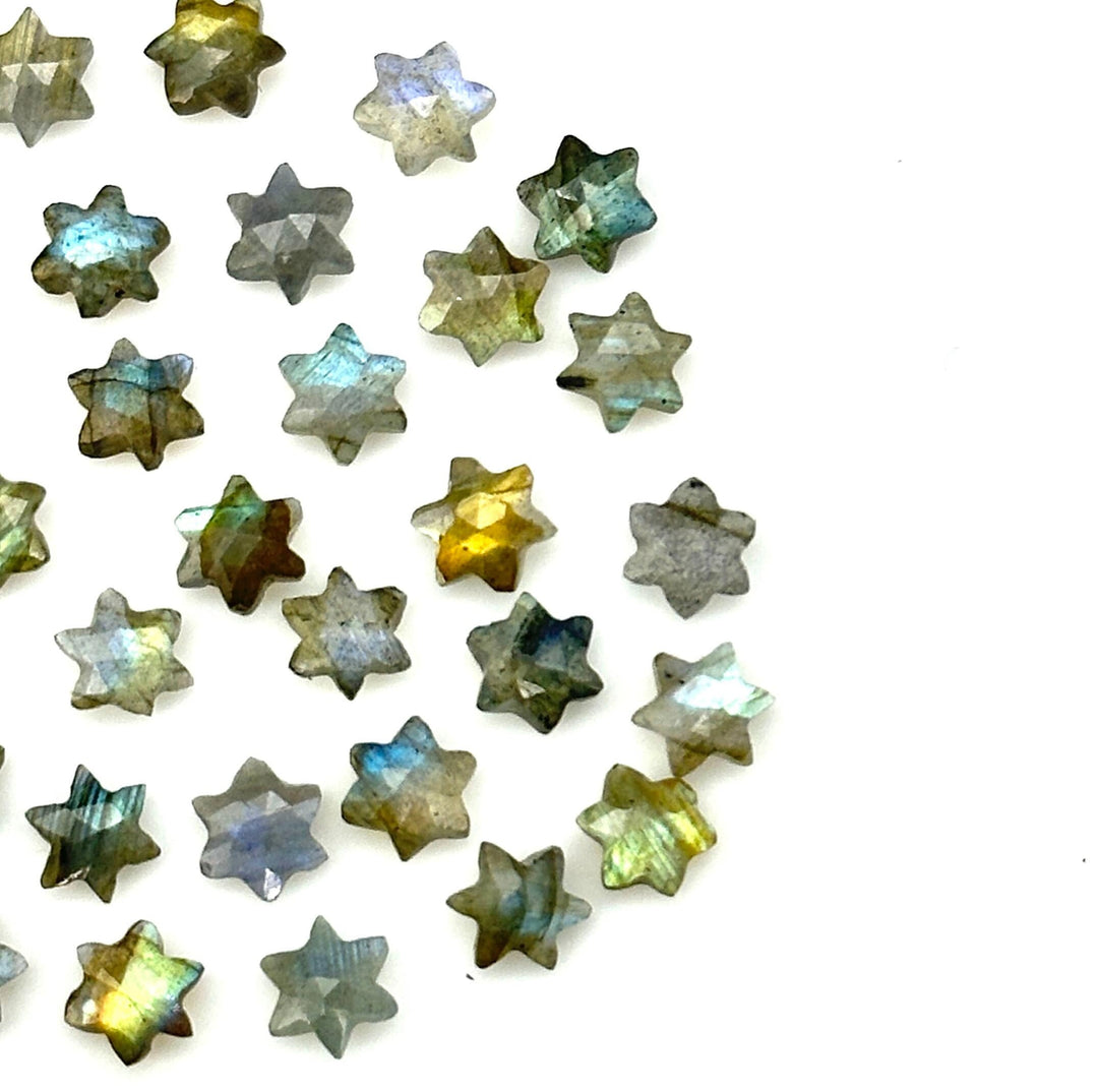Flashy Labradorite Little Stars, Natural Labradorite Star Shape Beads, 6 MM Star Shape Gemstone for Jewlery, 6 Sides Carving Star Beads