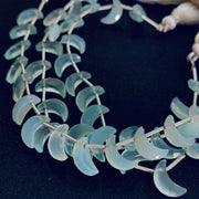 AAA Aqua Chalcedony Moon Shape Briolettes, Faceted Aqua Chalcedony Carved Moon Gemstones Beads, 12 MM Cresent Moon Beads, Blue Moon Charm