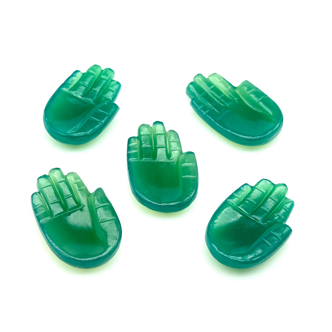 Natural Green Onyx Hamsa Shape Carved Stone, 25 MM Palm Shape Gemstone, Green Onyx Handmade Charms, Jewelry Making Hamsa Charm Beads
