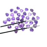 Load image into Gallery viewer, Natural Purple Amethyst Heart Shape Briolettes, AAA Amethyst Heart Shape Faceted Gemstone Beads, Loose Wholesale Heart Charm Beads, 8 MM