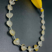AAA Quality Golden Rutile Heart Shape Gemstone Beads, Hand Carved Faceted Briolettes Beads, 8 MM Wholesale Heart Shape Beads For Jewelry