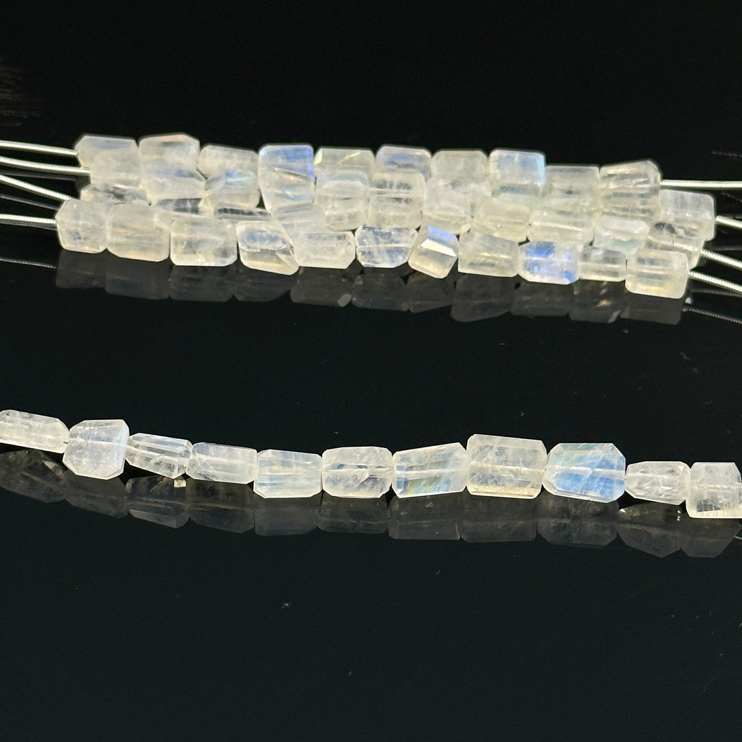 Flashy Rainbow Moonstone Tumble Shape Beads, Nuggets Shape Faceted Beads, 4" Strand, Blue Flashy Tumble Beads, Fancy Jewelry Making Beads