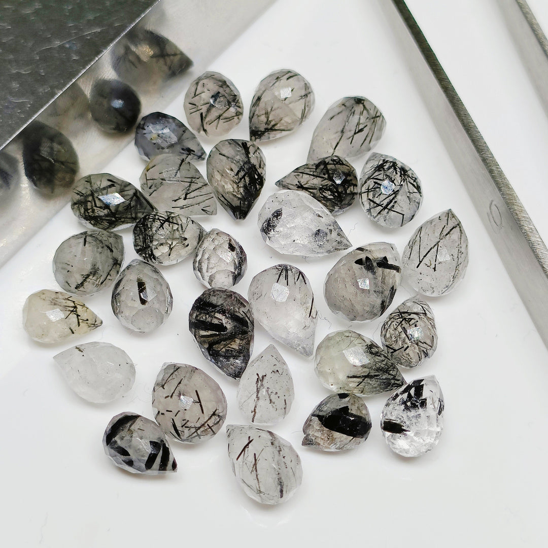 Natural Black Rutile Gemstone Drops: AAA Quality Jewelry Making (3X5-7X4.5mm)