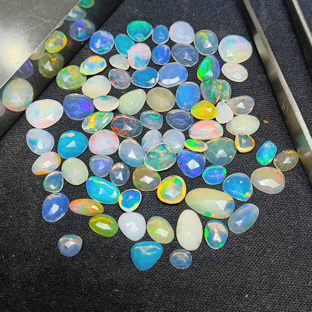 2,3,4,5,6 small pcs Ethopian opal  rose cuts  Fancy Shape Rosecut, faceted cabochon, flat gemstone, jewelry making rosecut 4-9 mm