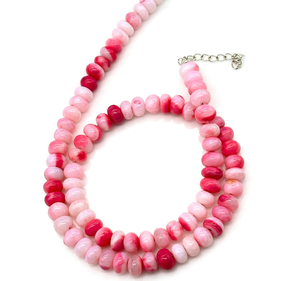 Lovely Candy Pink Opal Necklace, Handmade Beaded Necklace, 8 MM Opal Choker Beads Necklace, Shaded Opal Jewelry, Healing Stone, Gift For Her
