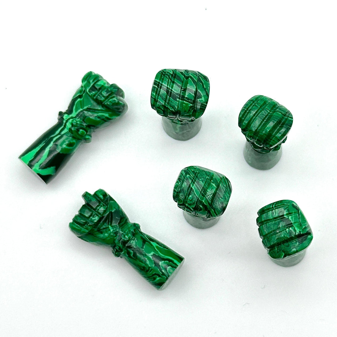 AAA Malachite Hand Shape Carving, Green Malachite Punch Shape Stone, 27 MM Loose Hand Fist Charm For Jewelry Making, Hamsa Charms Beads