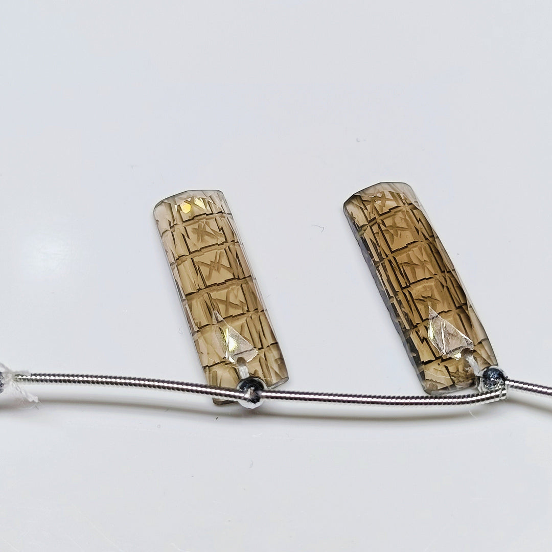 2 pcs set 100% Natural back side intersection carved buggets Shape Gemstone, Natural carved buggets, Gemstone forJewlery,25X8 mm (Approx)