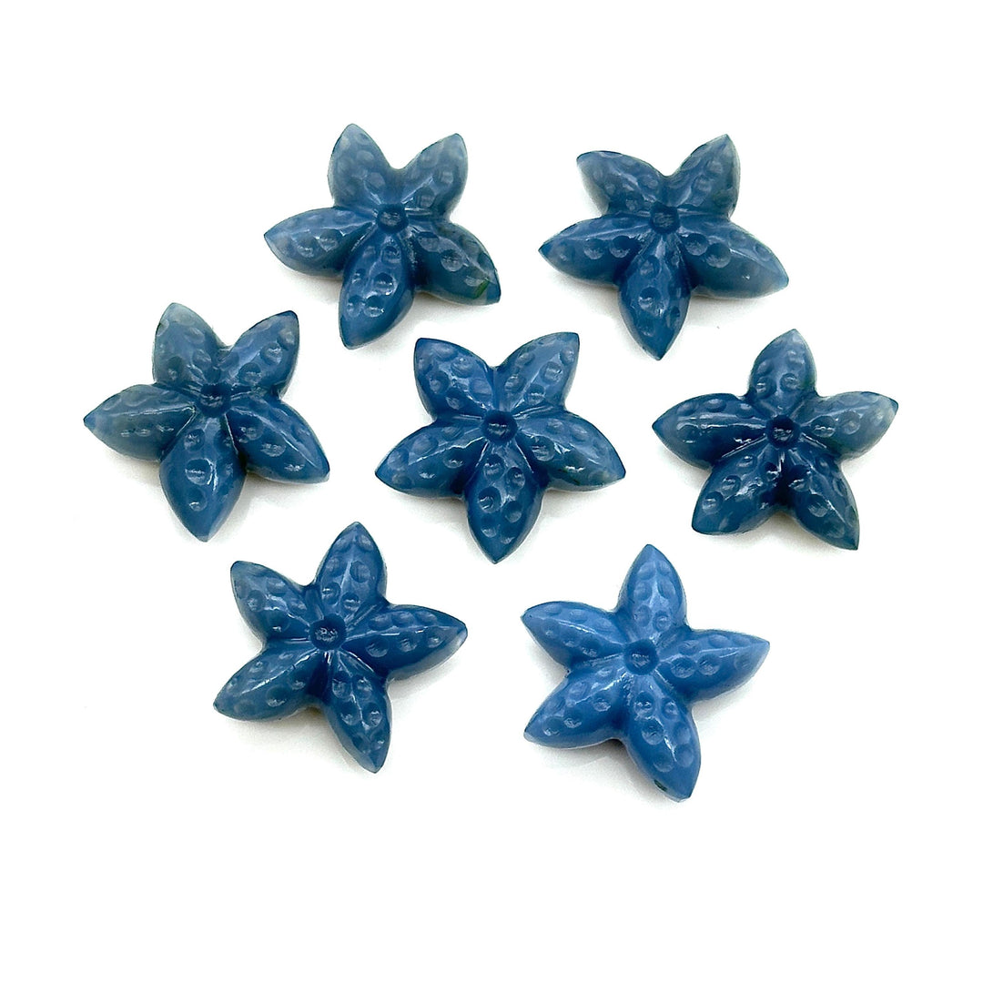 Blue Opal Star Fish Shape Beads, Carved Blue Opal Star Fish Shape Gemstones, Star Fish Carvings, Rare Findings, 20 MM, Marine Sea Fishes