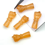Load image into Gallery viewer, Pretty Peach moonstone Hand Shape Carving, Moonstone Punch Shape Stone, 27 MM Loose Hand Fist Charm For Jewelry Making, Hamsa Charms Beads