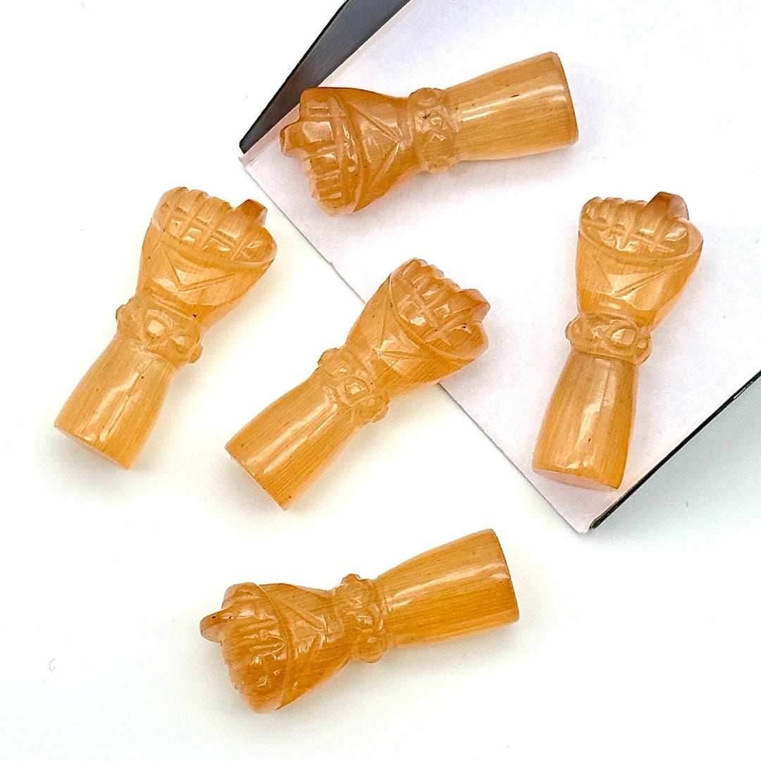 Pretty Peach moonstone Hand Shape Carving, Moonstone Punch Shape Stone, 27 MM Loose Hand Fist Charm For Jewelry Making, Hamsa Charms Beads