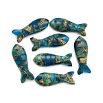 Load image into Gallery viewer, Carved Neon Copper Turquoise Fish Charm: 25mm Jewelry Briolette