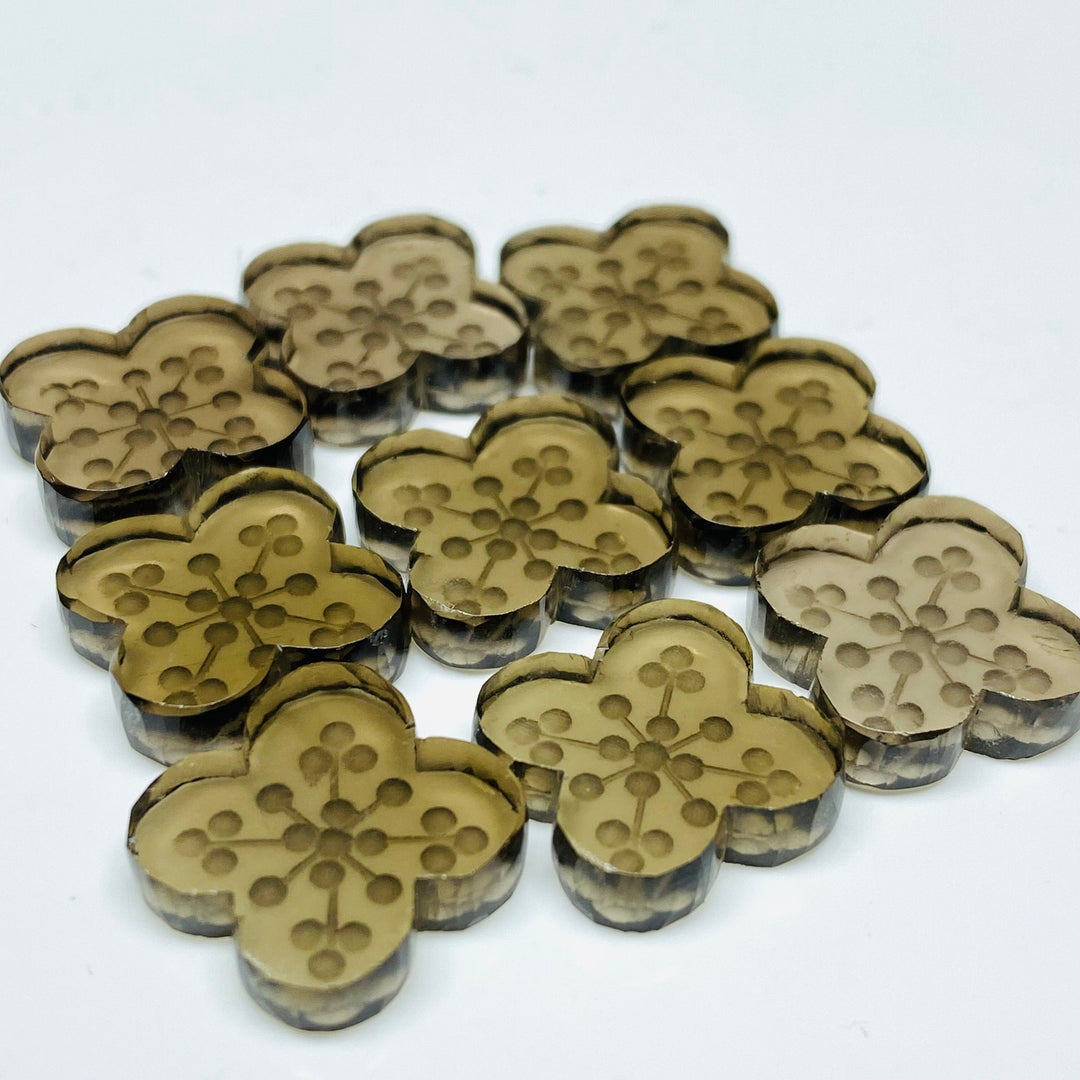1,2,3,4 Pcs Natural smokey quartz Hand Carved Flower Shape, Carved Flower Shape Gemstone For Jewellery, Flower Shape Gemstone, 14mm