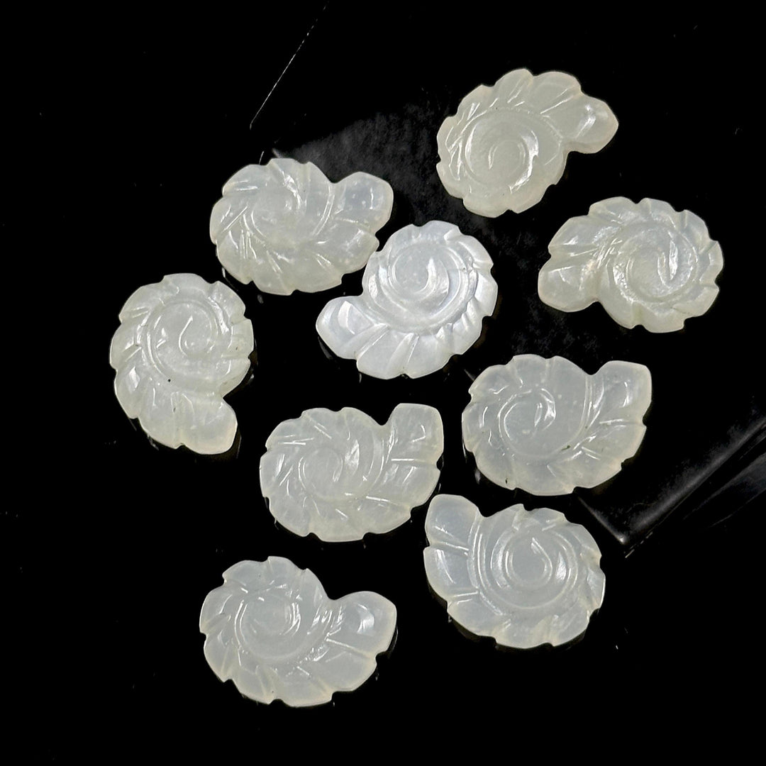 White Moonstone Carved Shell Beads: Snail Shape Gemstone Charm (16mm)