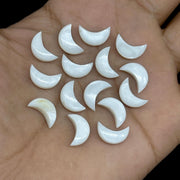 Natural Mother Of Pearl Hand Carved Moon Shape Beads, Pearl Smooth Moon Shape Gemstone Briolettes For Jewelry Making, Moon Charms 12 MM