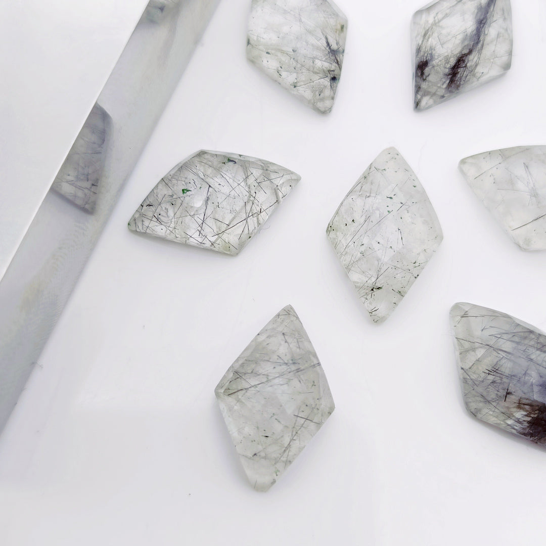 2,3,4,5,6 Pcs Natural black rutile fancy Shape Carving, Hand Carved Gemstone, backside intersection Gemstone, Carved Gemstone, 16X10 mm