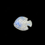 Load image into Gallery viewer, Hand Carved Rainbow Moonstone Fish Carving: Gemstone Jewelry Supply (21X27 MM)
