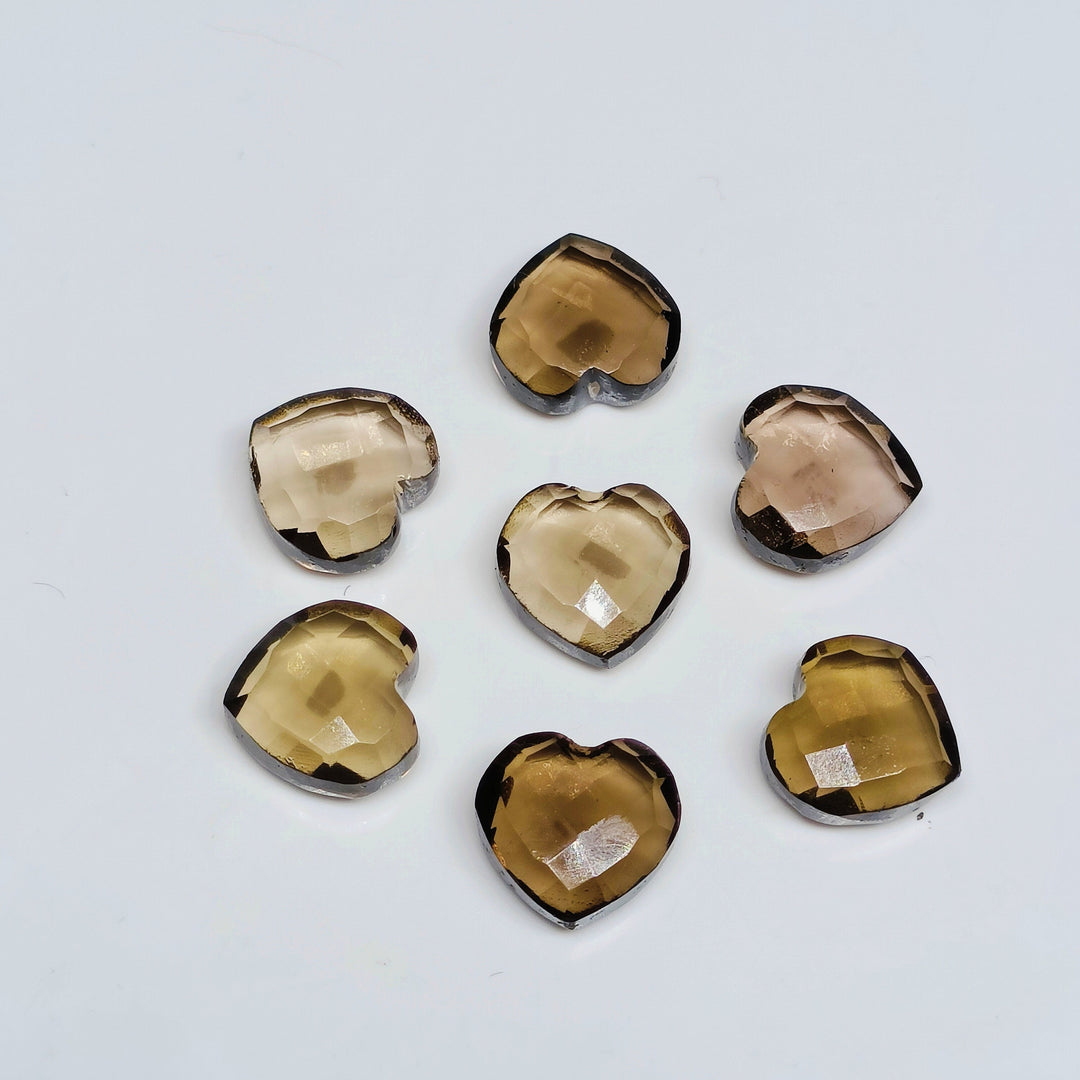 2,5,7,8,9,10 Pcs Natural Smokey Quartz Heart Shape Briolettes, Faceted Hand Carved  Briolettes, Heart Shape Gemstone,Carved Briolettes,10 mm