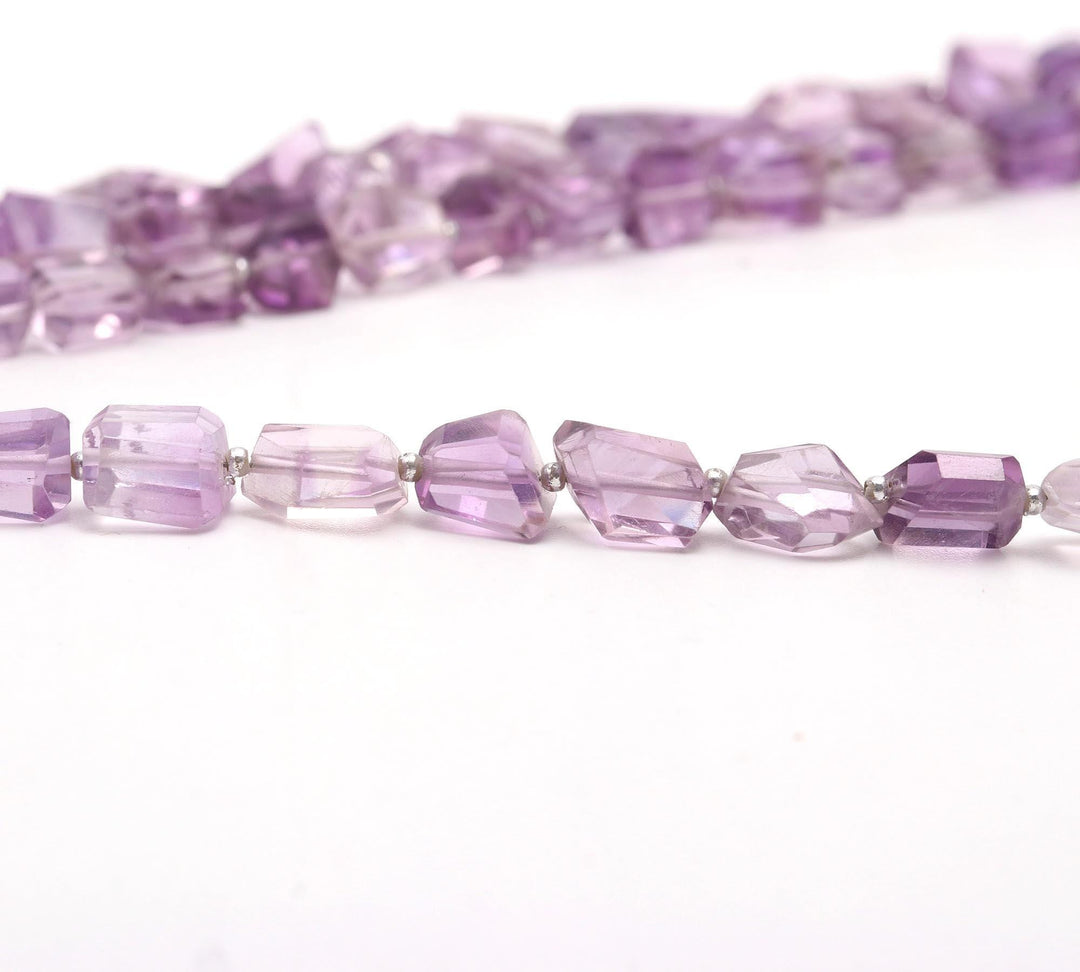 AAA Natural Pink Amethyst Faceted Tumble Beads ~ 6X8 MM Pink Amethyst Nuggets Shape Beads ~ 8" Strand Fancy Jewelry Making Beads Loose Beads