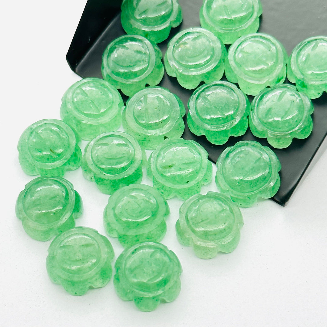 2,3,4,5 pcs 100% Natural green strawberry Fancy Shape Carved Gemstone, Loose Gemstone, sunflower Shape Gemstone, Carved Gemstone 12 mm