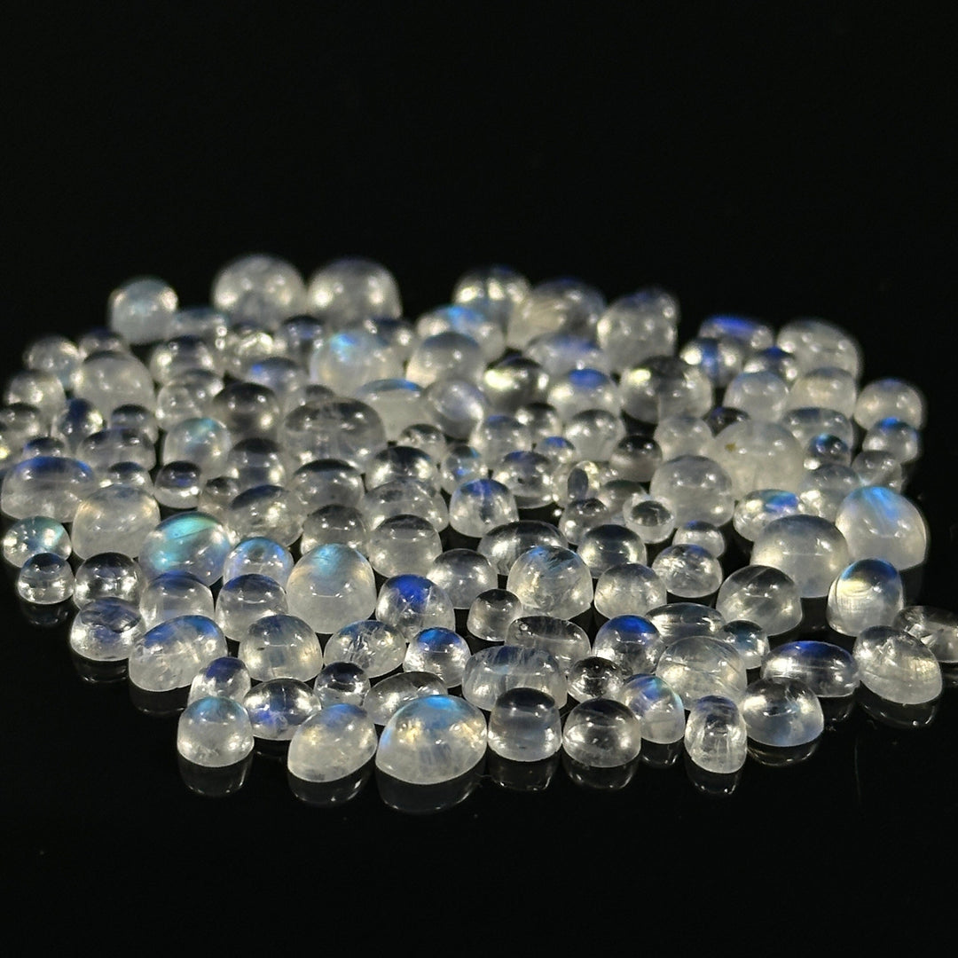 10 pcs Natural Rainbow Moonstone Smooth Mix Shape Cabochons, Blue Rainbow Moonstone Beads, Natural Blue Fire Loose Gemstone For Jewelry