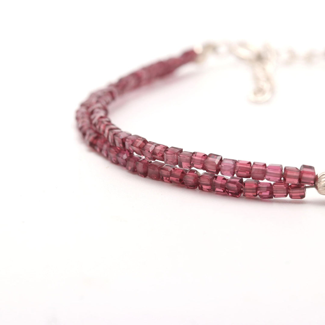 Beautiful Red Garnet Box Beads Bracelet, Handmade Faceted 2 MM Beads Bracelet, Bridesmaid Gift, Everyday Jewelry, Bracelet Gift for Her