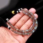 Load image into Gallery viewer, Faceted Labradorite Rondelle Beads: Flashy Black Rainbow Gemstone Strand, 8-9 mm