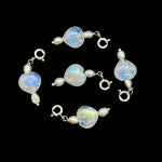 Load image into Gallery viewer, Flashy Rainbow Moonstone and Pearl Charms, AAA Moonstone Heart Silver Charms, Gemstone Beads, Craft Making, 925 Silver Charms Wholesale