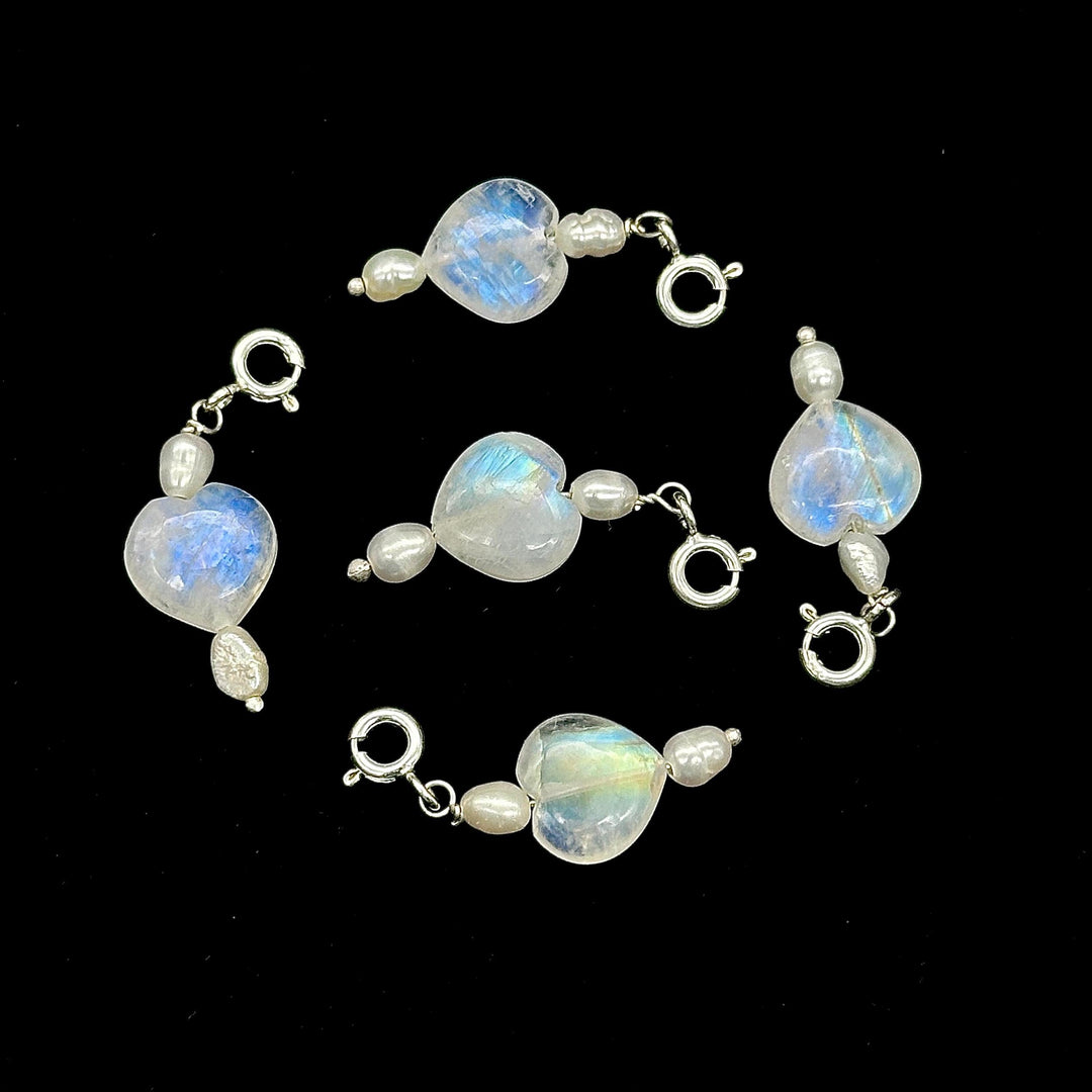 Flashy Rainbow Moonstone and Pearl Charms, AAA Moonstone Heart Silver Charms, Gemstone Beads, Craft Making, 925 Silver Charms Wholesale