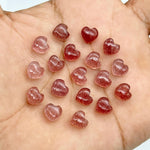 Load image into Gallery viewer, Smooth Pink Strawberry Quartz Heart Shape Beads, AAA Pink Quartz Heart Shape Briolette's, Hand Carved Gemstones, Jewelry Making Beads 8 MM