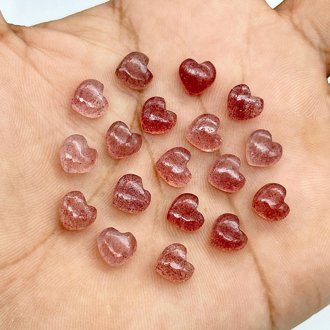 Smooth Pink Strawberry Quartz Heart Shape Beads, AAA Pink Quartz Heart Shape Briolette's, Hand Carved Gemstones, Jewelry Making Beads 8 MM