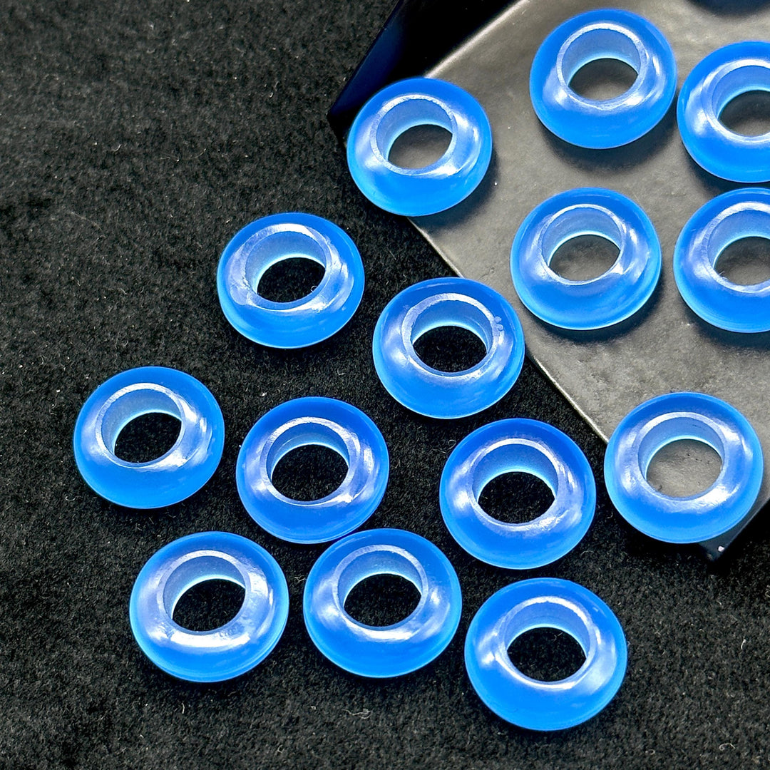 Blue Chalcedony Donut Shape Gemstones, Blue Chalcedony Donut Carving, Healing Gemstone Beads, 12 mm Smooth Donut Beads, Gemstone Rings