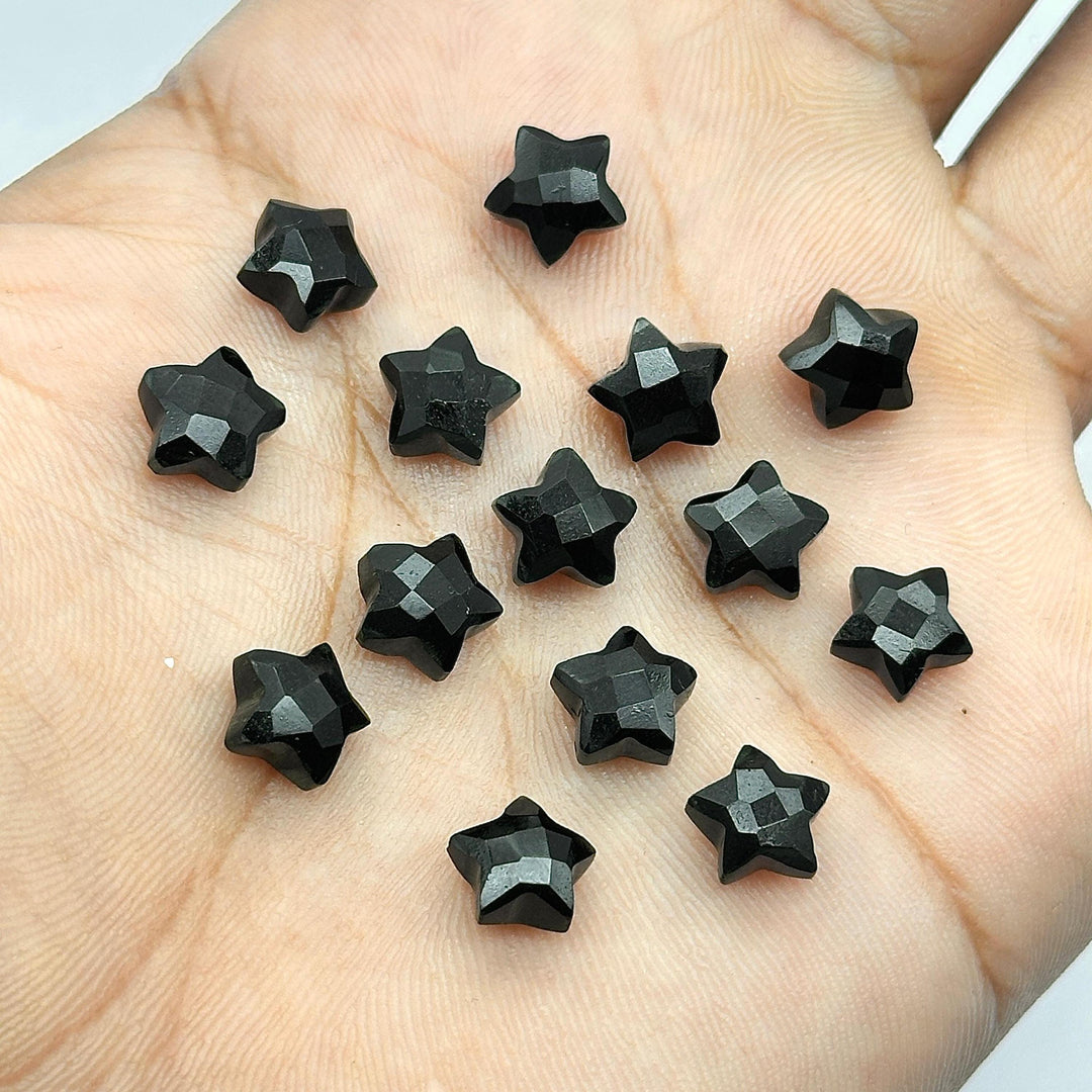 AAA Black Onyx Star Shape Briolette's, Natural Black Onyx Faceted Carved Star Shape Beads, Loose Star Gemstone, Star Carvings 8 MM