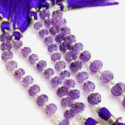 AAA Quality 100% Natural Amethyst Carved Melon Shape Beads Strand, Melon Shape Gemstone, Gemstone For Jewellery, 10 Pcs Set