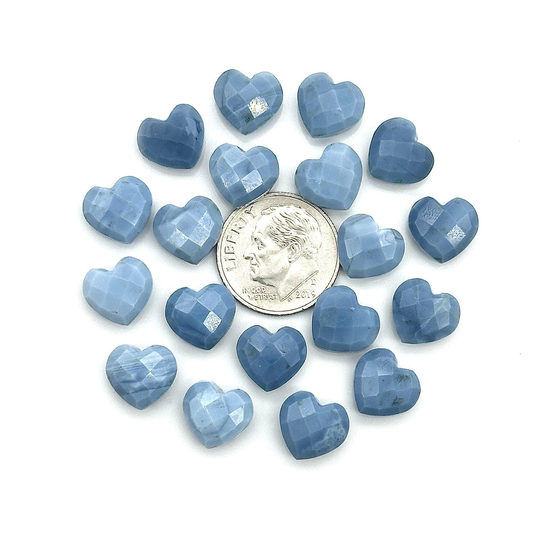 AAA Blue Opal Heart Shape Beads, Blue Opal Faceted Heart Shape Briolettes, Blue Opal Carved Gemstones, Jewelry Making Heart Charms, 10 MM