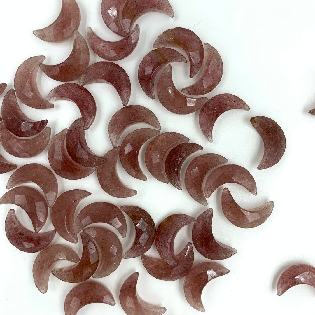 2,3,4,5,Pcs Natural Strawberry Quartz  faceted Carved Moon Shape Briolettes, Carved Moon Shape Gemstone For Jewellery,  Faceted Moon  17  mm
