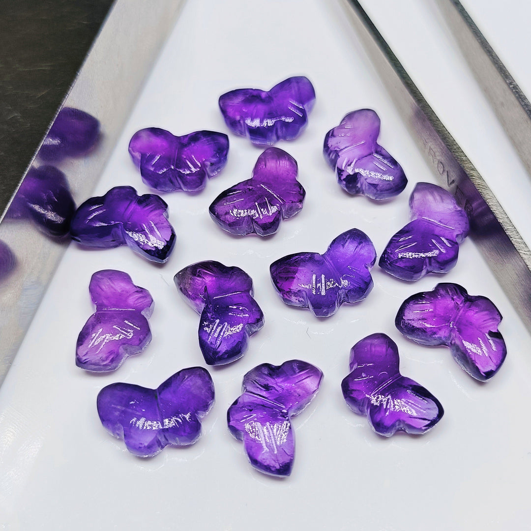 Hand Carved Amethyst Butterfly Gemstone: Jewelry Making (12X7 mm)