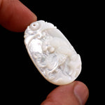Load image into Gallery viewer, Mother of Pearl Tiger Oval Carving, Handmade Mop Oval Shape Stone, 35 MM, Top Face Drill, Luster Pearl Carved Cabochon