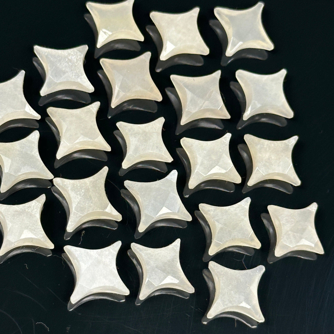 White Moonstone Ninja Star Shape Carving Beads, Ninja Star Shape Gemstone Beads, 11X15 MM Jewelry Making Moonstone Star Shape Briolettes