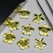 1,2,3,4,5 pcs 100% Natural Lemon Quartz Flower Shape Carved Gemstone, Flower Shape Carving, Carved Gemstone For Jewellery 15-16 mm
