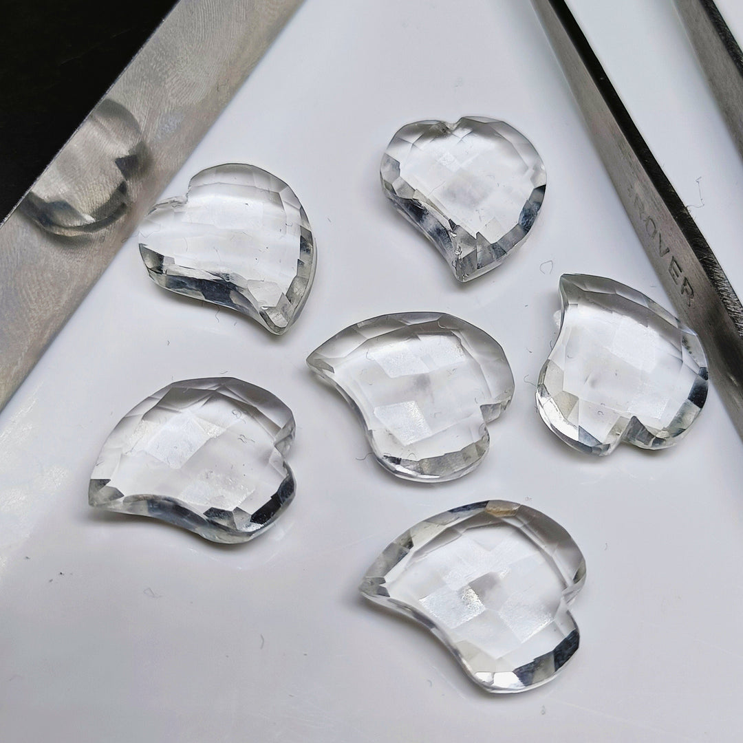 2,3,4,5,6 pcs 100% Natural Crystal Quartz Heart Shape Gemstone, Natural Heart Shape Gemstone, Gemstone For Jewellery, 15X13 mm (Approx)