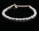 Load image into Gallery viewer, Flashy Rainbow Moonstone Oval Beads Bracelet, Smooth Oval Beads Bracelet, 6 MM Blue Flash Beads Bracelet, Emotional Balancing Stone Bracelet