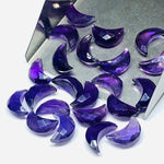 Load image into Gallery viewer, Amethyst Moon Briolette Beads: Faceted Carved Gemstone (12mm)