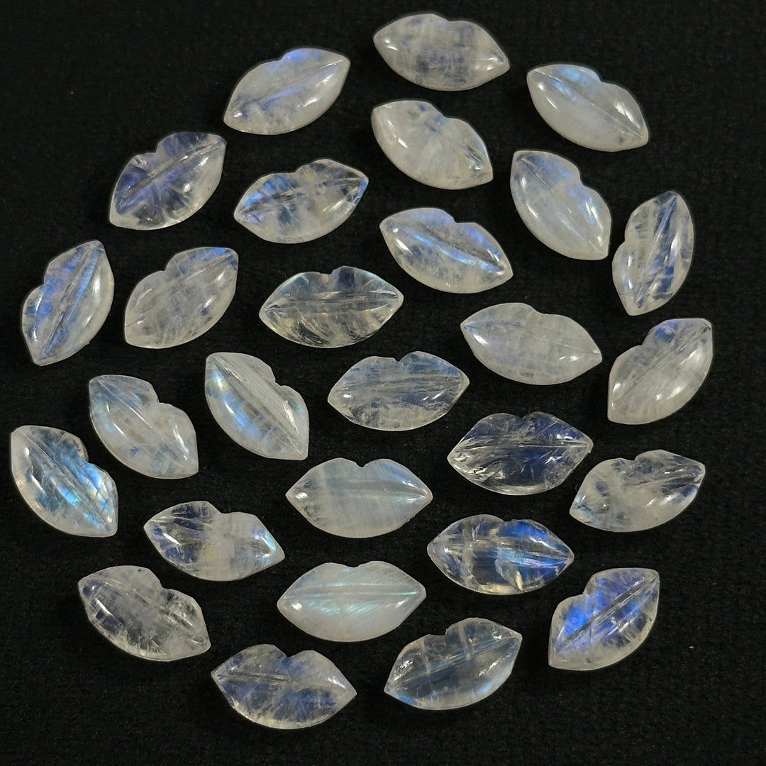 Shinning Rainbow Moonstone Carved Lips Shape Beads, Blue Flashy Lips Shape Gemstone Beads, Lips Briolette's 14X8 mm, Lips Shape Charm Beads