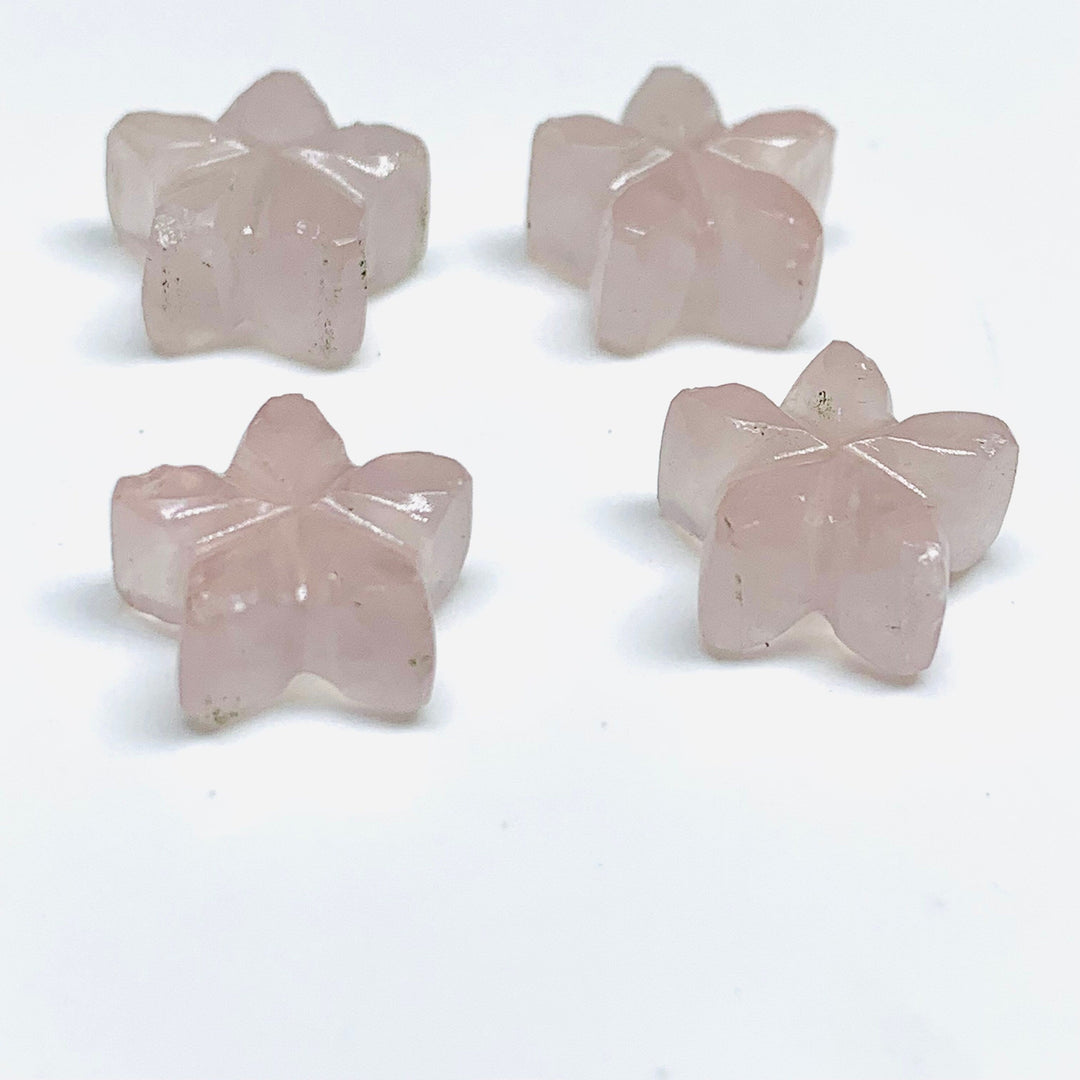 2,3,4,5 Pcs Natural Rose Quartz Hand Carved Flower Shape, Carved Flower Shape Gemstone For Jewellery, Flower Shape Gemstone, 10 mm