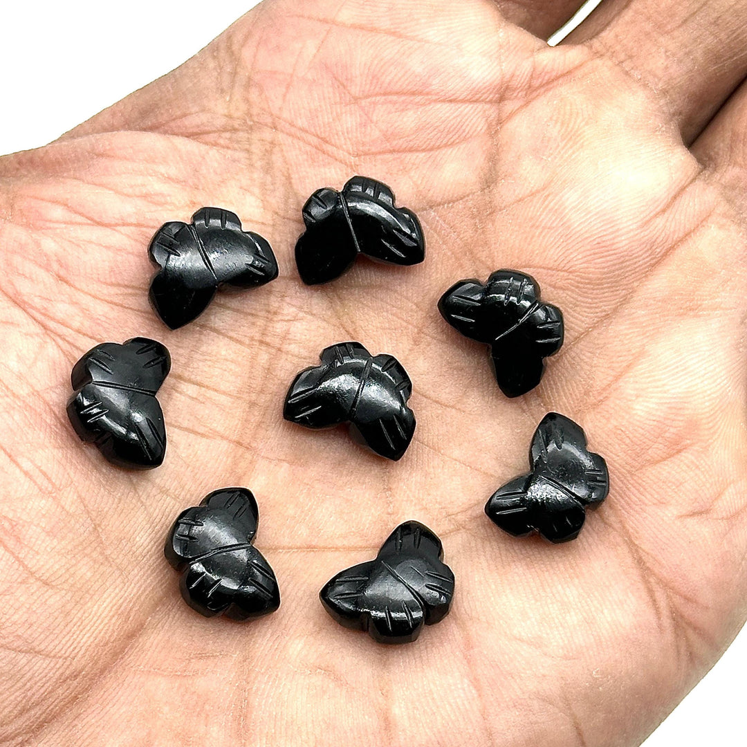 Natural Black Onyx Butterfly Shape Beads, AAA Black Onyx Hand Carved Butterfly Briolettes, Gemstone Carvings, 13 MM Mini Butterfly Charms