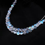 Load image into Gallery viewer, High Flashy Rainbow Moonstone Coin Shape Beads, Faceted Hand Carved Straight Drill Coin Beads, Jewelry Making Gemstones, 4 Inch, 4-5 MM