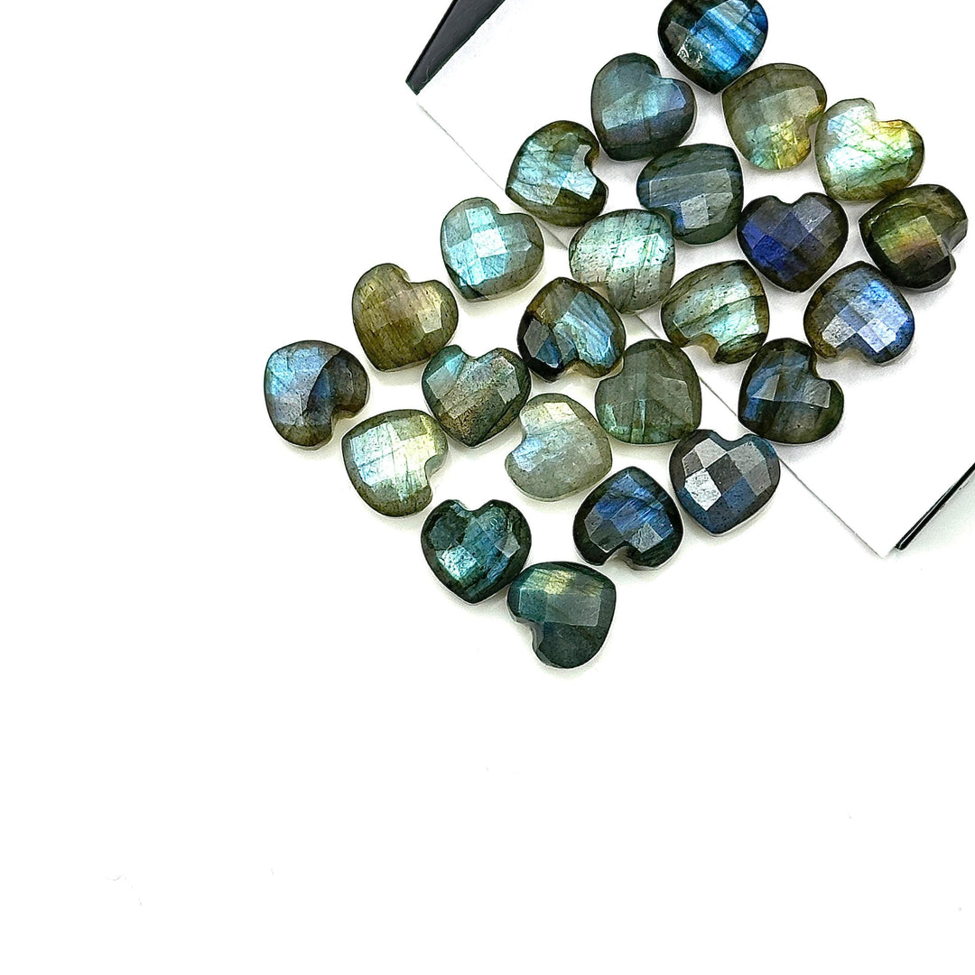 Flashy Labradorite Heart Shape Briolettes, Natural Labradorite Faceted Heart Shape Beads, Loose Gemstone, 8 MM Heart Charm Beads for Jewelry