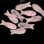 Load image into Gallery viewer, Natural Rose Quartz Handmade Fish Carving Beads, Pink Rose Quartz Healing Fish Shape Gemstones, 10X30 MM, Fish Charms For Jewelry Making