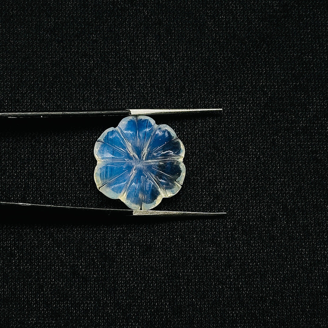 Natural Opalite Flower Shape Carved Gemstone, Flower Shape Carving, Opalite Carved Gemstone For Jewlery 17 mm, Craft Making Flower Charm