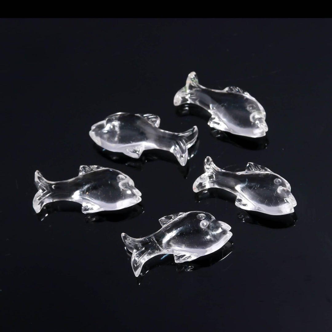 Crystal Quartz Dolphin Shape Carving, Clear Crystal Fish Shape Beads, Jewelry Making Fish Charms, 28 MM, Loose Sea Carved Stone